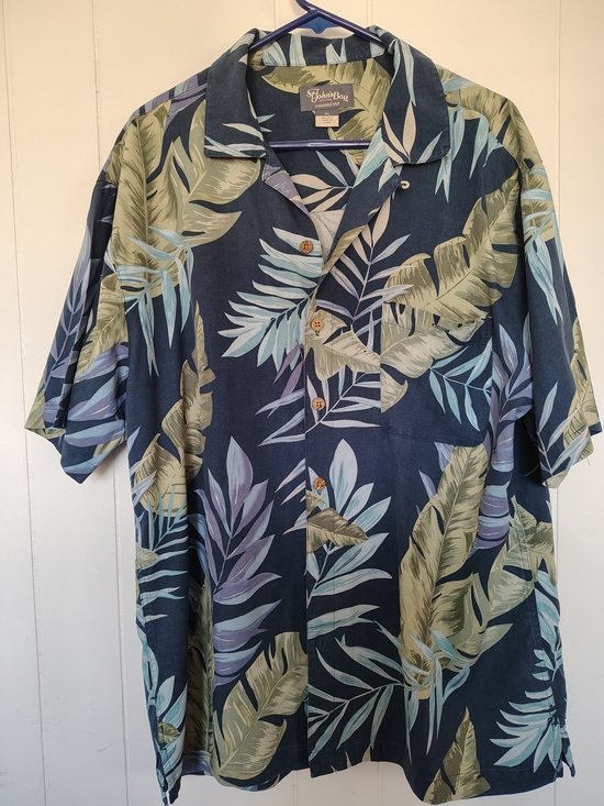 St. John's Bay Other - St John’s Bay Washable Silk Hawaiian Shirt Mens XL Blue Palm Floral